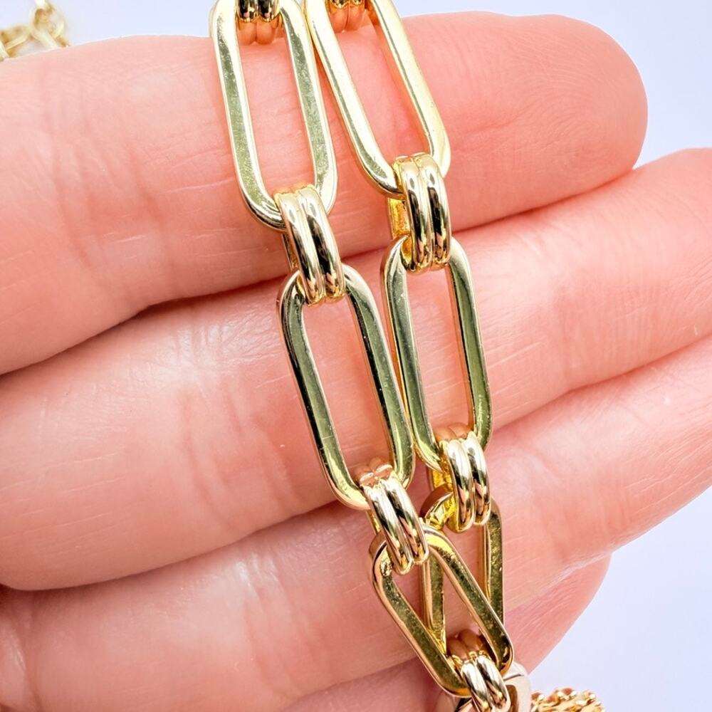 QUAY AUSTRALIA 14K GP Pendant Necklace Chunky Paperclip Chain Gold Tone Nwot - Picture 5 of 8